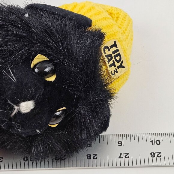 Animal Fair Tidy Cat 3 Plush Black White Stuffed Cat Yellow Hat Red Bow Vintage - Picture 10 of 10